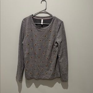 Xhilaration Charcoal Top with Subtle Gold Detail